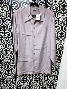Vintage light Lavender Button-Down Shirt - Elegant Women's Top NWT